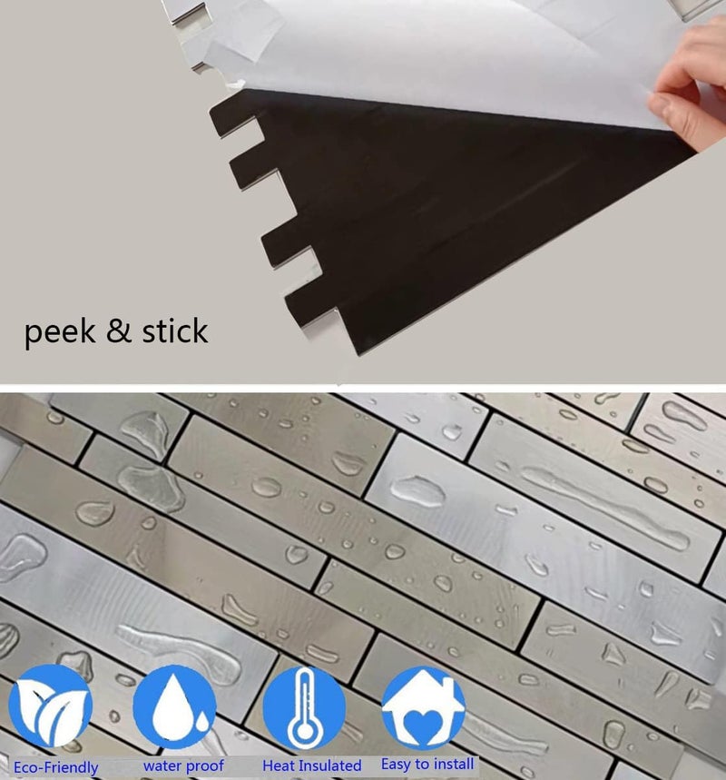 weimeisc 10 Sheets Peel and Stick Backsplash Tile for Kitchen, Self-Adhesive Mosaic Tile, Stick on Bathroom Vanities，Fireplace Décor, Laundry Table(11.25" X 12.7") (Light Brown) - Image 5